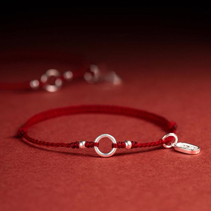 Buddha Stones 925 Sterling Silver Lucky Fortune Peace Joy Lotus Peace Buckle Red String Bracelet