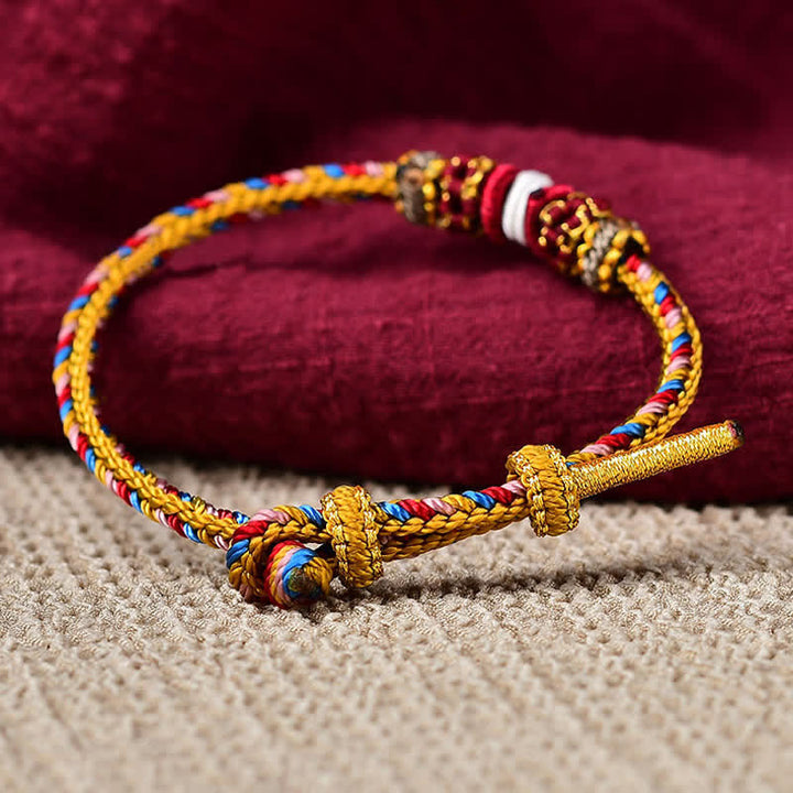 Buddha Stones Handmade Dunhuang Color Luck Braid String Bracelet