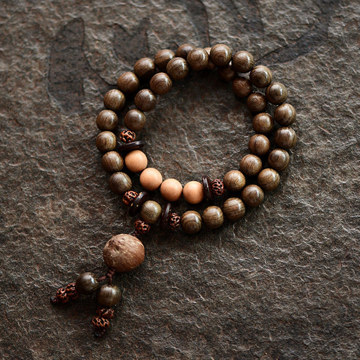 Tibetan Sandalwood Protection Charm Mala Bracelet