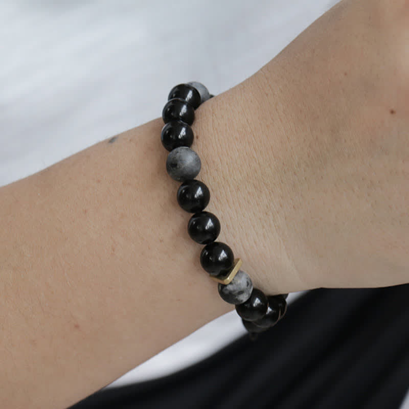 Black Obsidian Black Glitter Stone Purification Bracelet