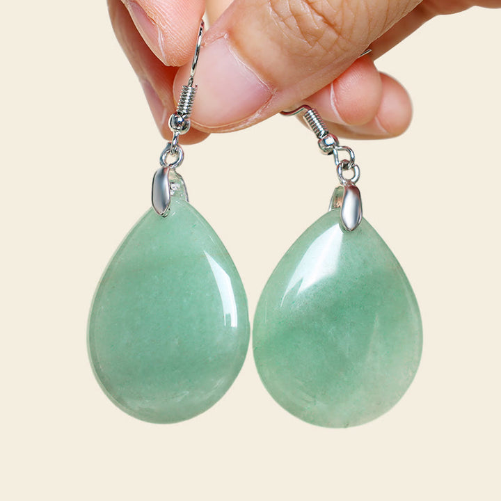 Buddha Stones Natural Aventurine Dangle Healing Drop Earrings