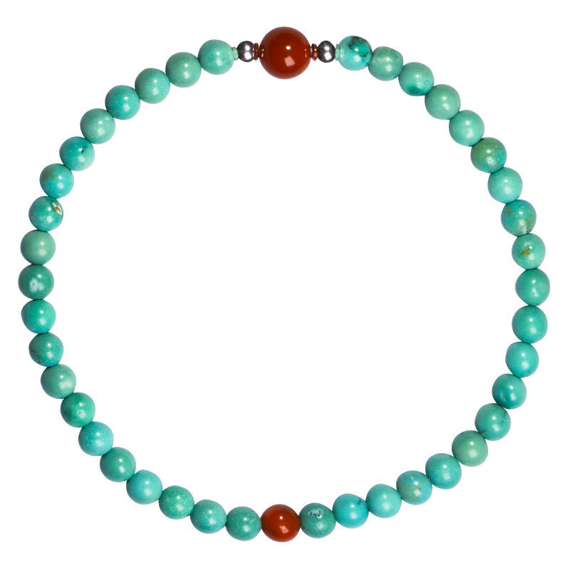 Buddha Stones Turquoise Red Agate Bead Protection Bracelet