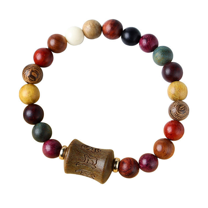 Tibet Multicolored Sandalwood Om Mani Padme Hum Protection Bracelet