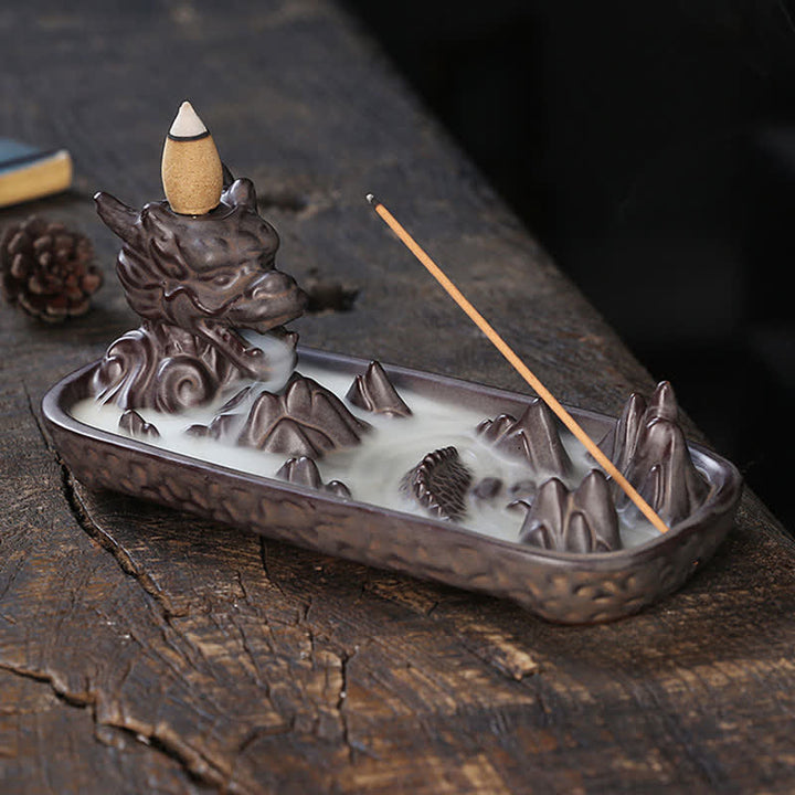 Dragon Mountain Strength Ceramic Incense Burner Decoration