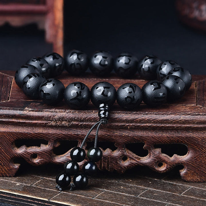 FREE Today: Open The Mind Tibet White Crystal Black Onyx Om Mani Padme Hum Meditation Bracelet