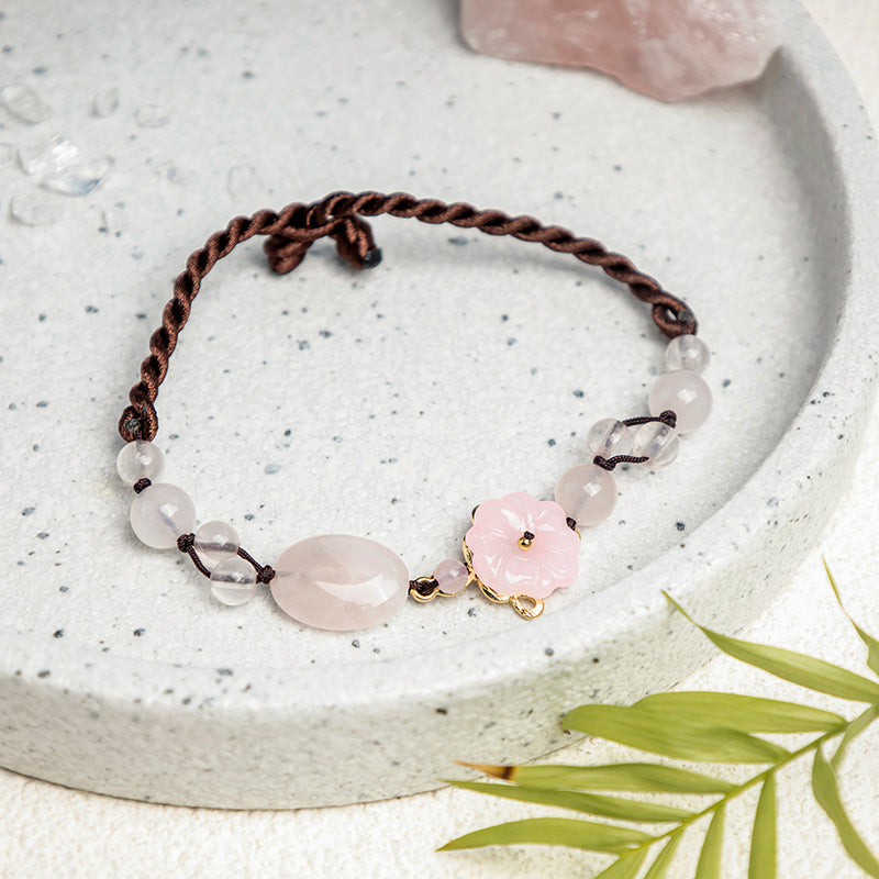 The Flower of Love Pink Crystal Soothing Anklet