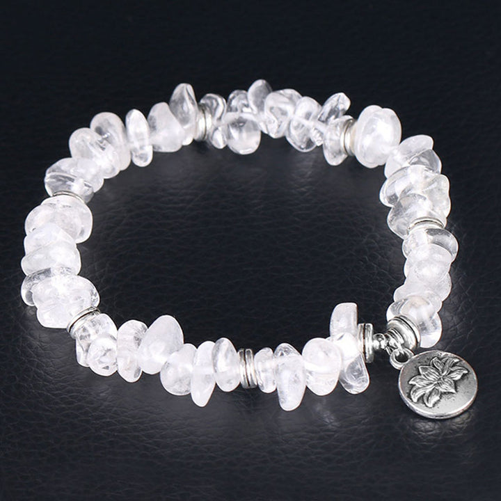 Buddha Stones Natural White Crystal Lotus Healing Bracelet