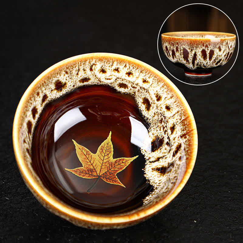 Maple Leaf Colorful Ceramic Teacup Home Tea Cups