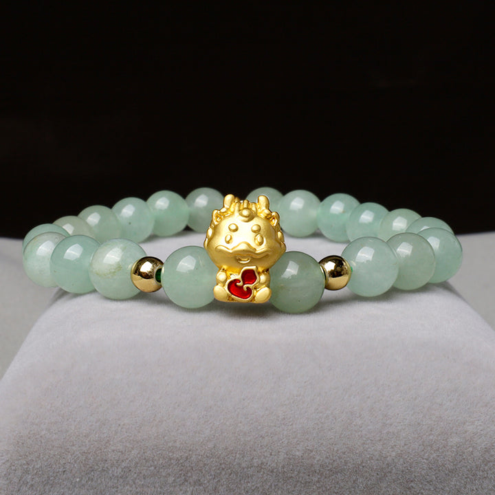 Buddha Stones Year Of The Dragon Natural Green Aventurine Lucky Gourd Bracelet