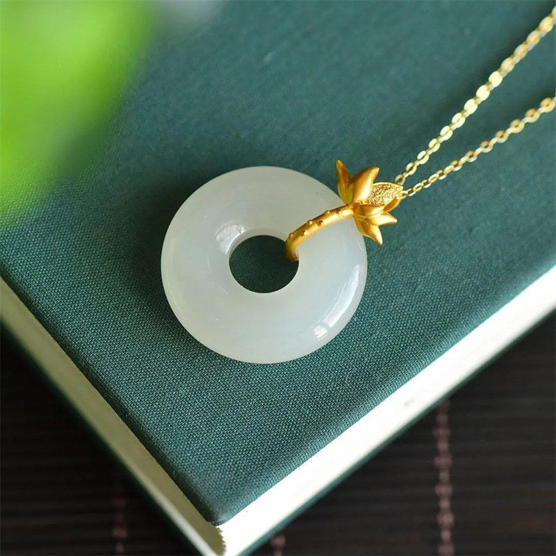 White Jade Lotus Harmony Necklace Pendant