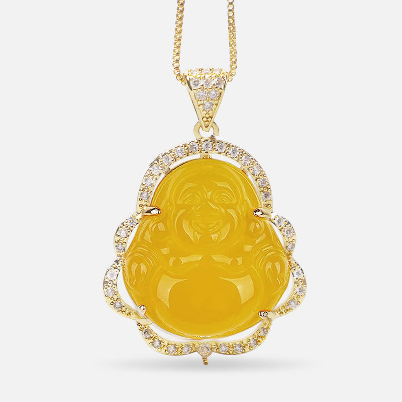 Buddha Stones Good Luck Laughing Buddha Necklace