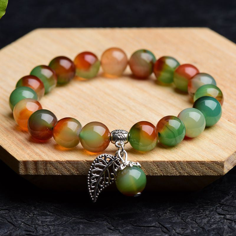 Buddha Stones Tibetan Natural Green Agate Healing Bracelet