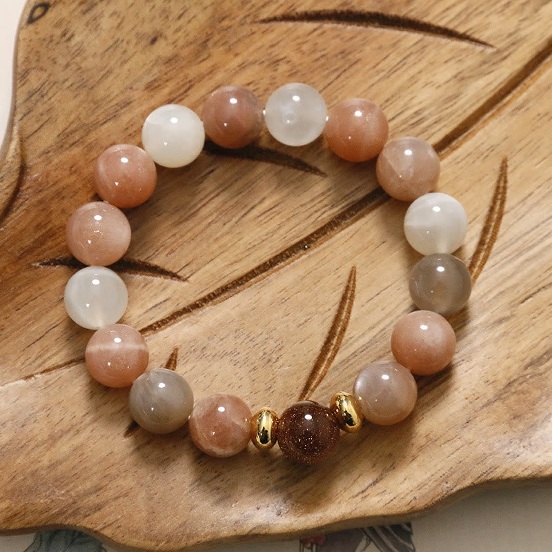 Natural Sun Stone Gold Sandstone Wealth Positive Bracelet