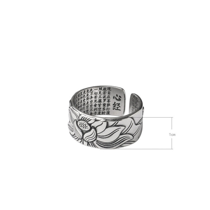 Buddha Stones Tibetan Lotus White Copper Enlightenment Ring