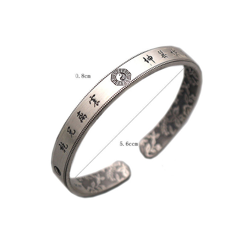 999 Sterling Silver Bagua Yin Yang Balance Bracelet