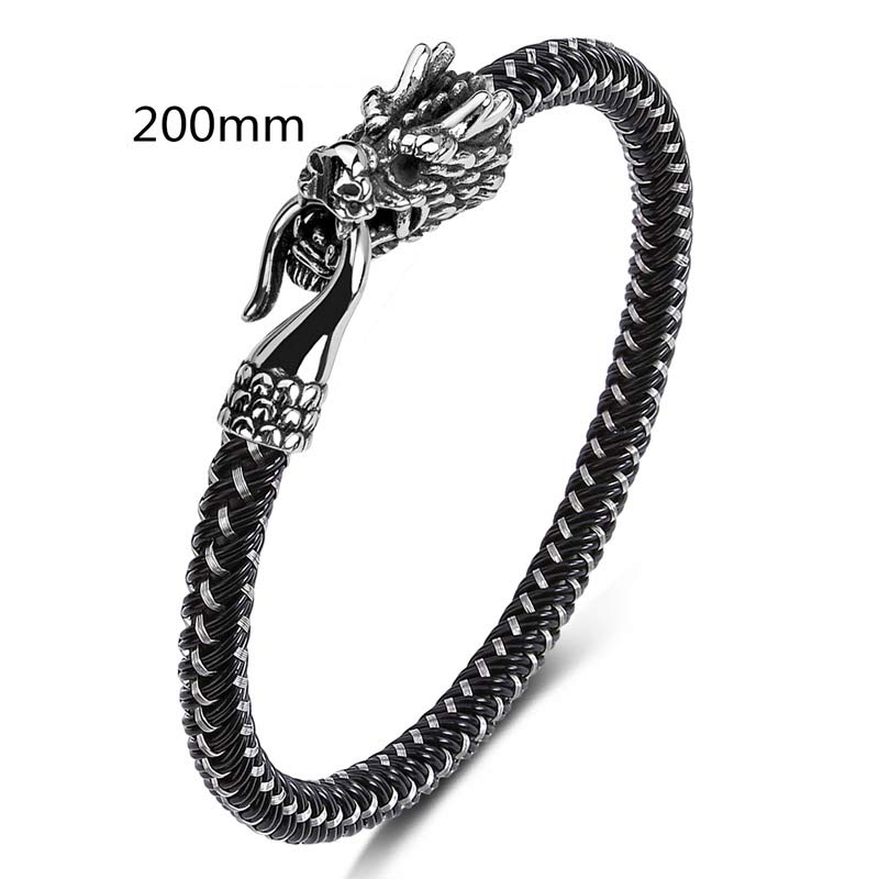 Buddha Stones Dragon Titanium Steel Protection Luck Bracelet