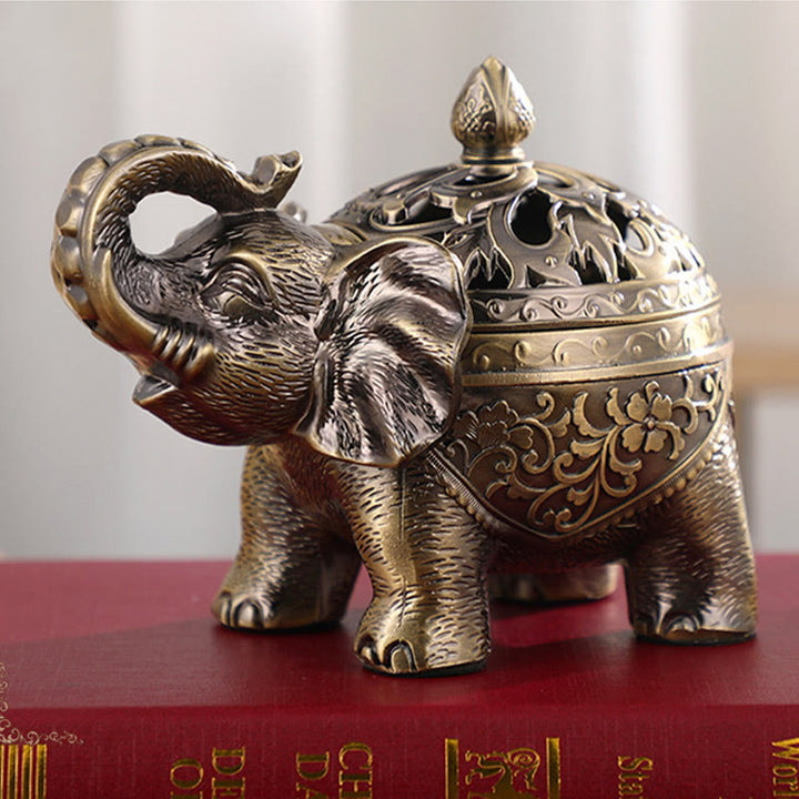 Buddha Stones Elephant Alloy Incense Holder Home Decoration Incense Burner