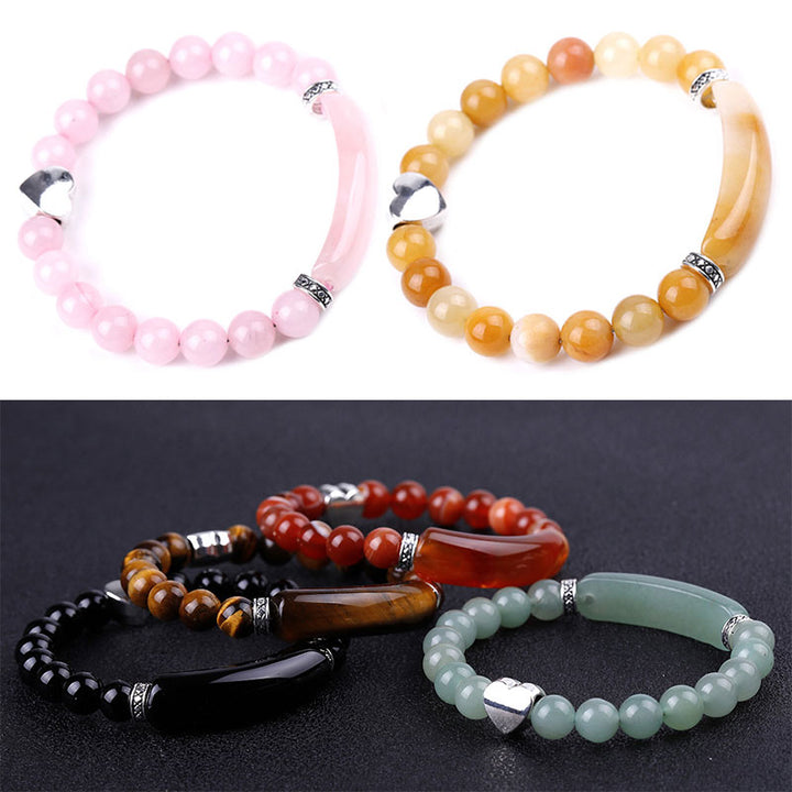 Natural Crystal Beads Unisex Heart Bracelet (Extra 30% Off | USE CODE: FS30)