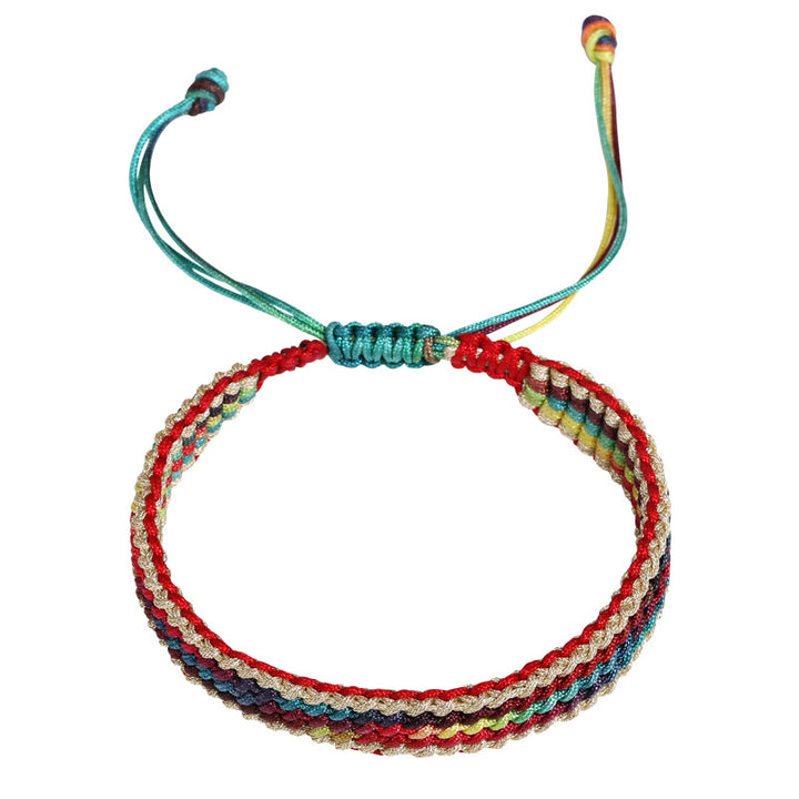 Buddha Stones Tibet Handmade Rainbow Multicolored Protection Braided String Bracelet