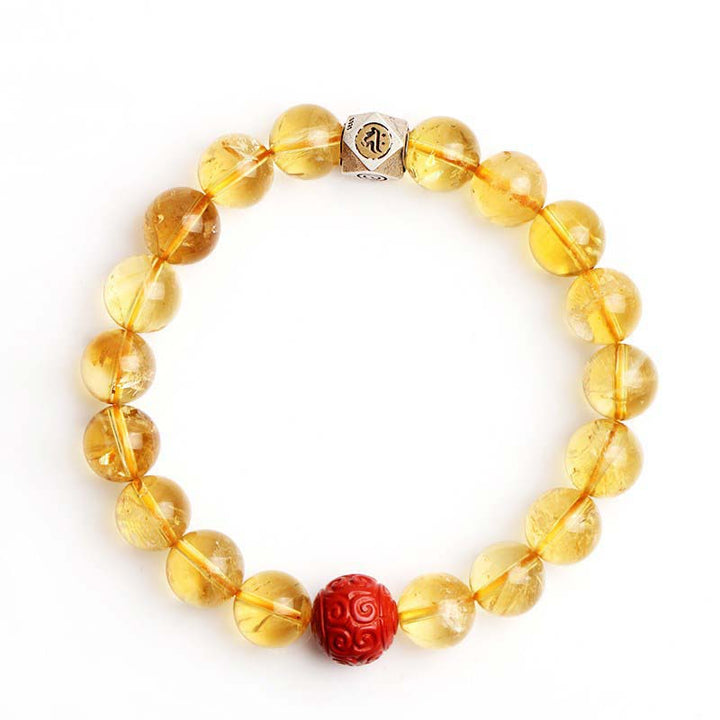 Chinese Zodiac Natal Buddha Citrine Cinnabar Blessing Bracelet