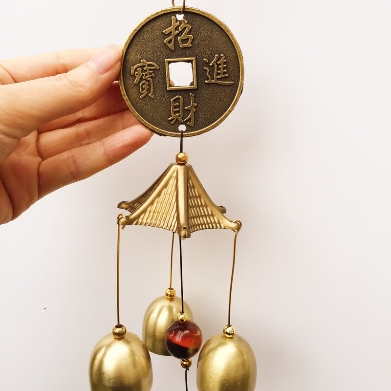 Buddha Stones Blessing Letter Elephant Bagua Auspicious Coin Wall Hanging Chime Bell Handmade Home Decoration