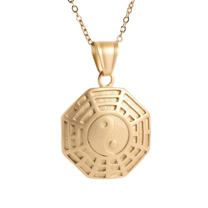 Bagua Yin Yang Titanium Steel Balance Necklace Chain Pendant