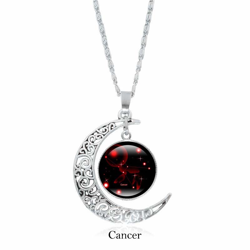 Buddha Stones 12 Constellations of the Zodiac Moon Protection Necklace Chain Pendant