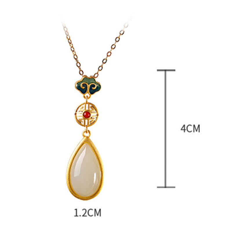 925 Sterling Silver Hetian White Jade Water Drop Chain Necklace Pendant Bracelet