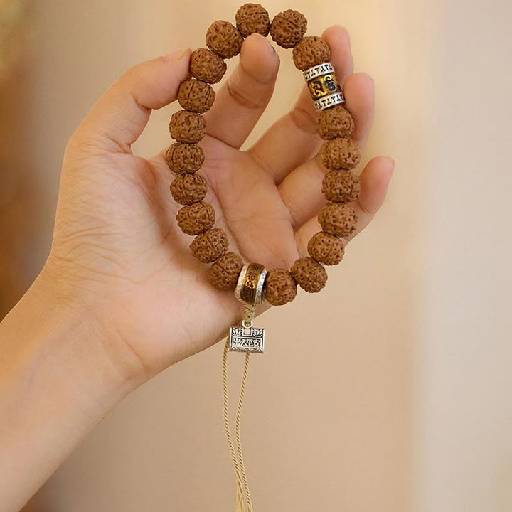 Buddha Stones Tibet Rudraksha Bodhi Seed Amulet Wealth Luck Bracelet