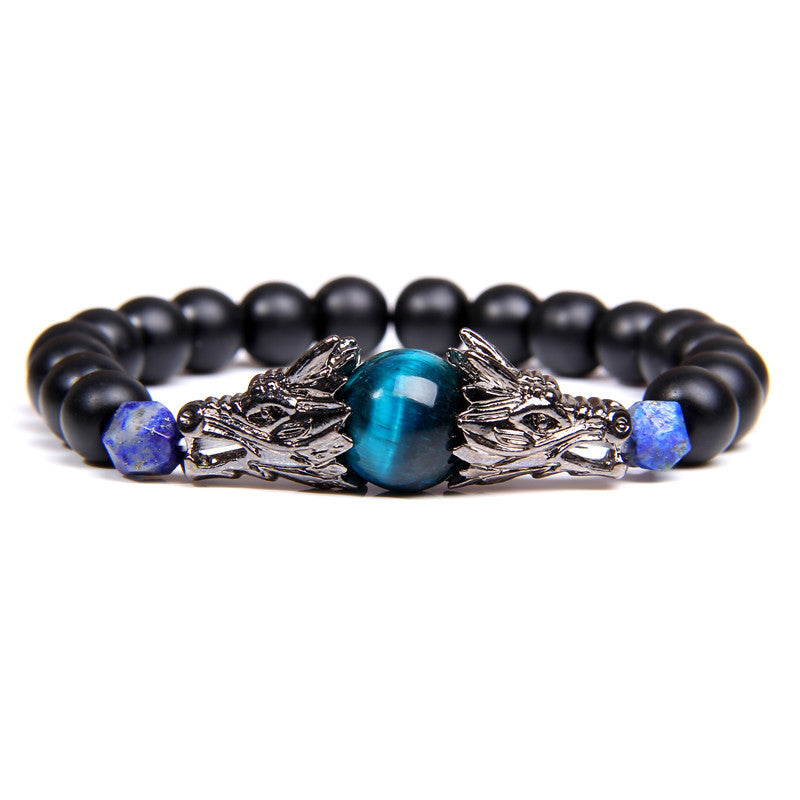 Frosted Stone Tiger Eye Dragon Courage Strength Bracelet