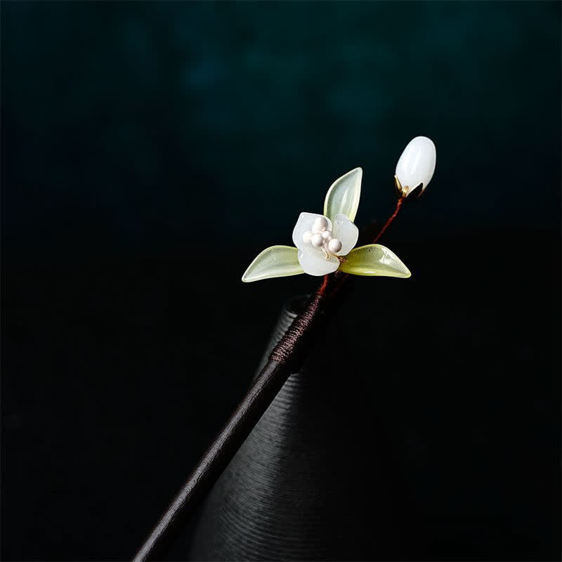 Buddha Stones Pearl Flower Leaf Butterfly Happiness Hairpin