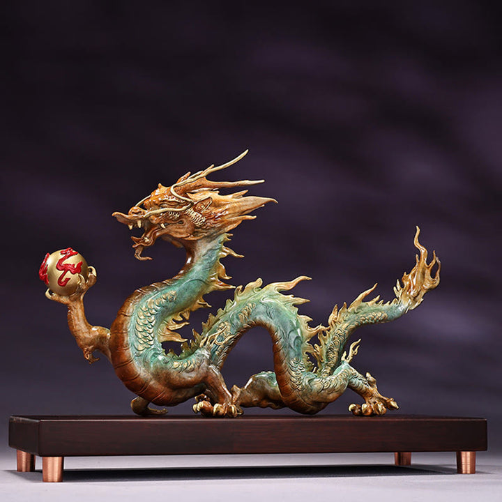 ❗❗❗A Flash Sale- Buddha Stones Year Of The Dragon Auspicious Dragon Brass Copper Luck Success Office Decoration