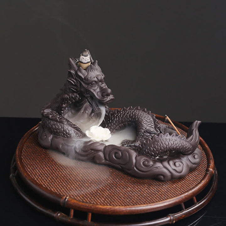 Dragon Playing Ball Flower Protection Incense Burner Decoration