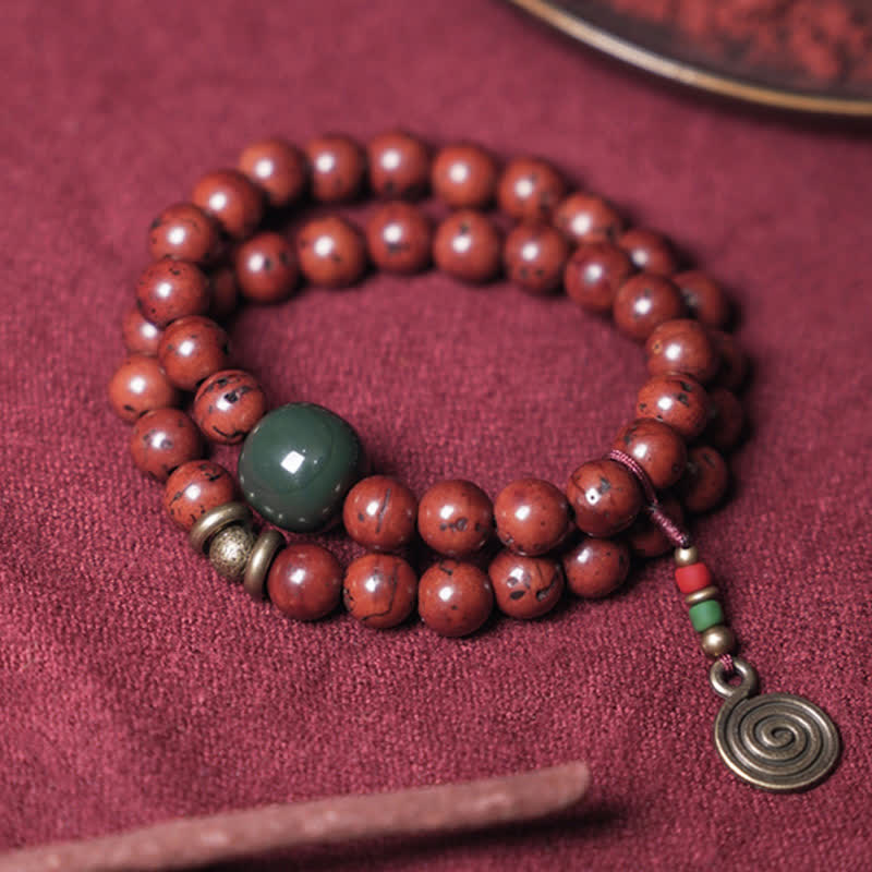 Bodhi Seed Cyan Jade Copper Peace Luck Bracelet