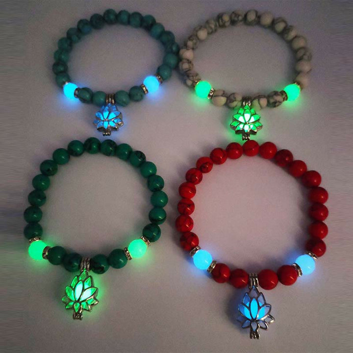 FREE Today: Positive Thinking Tibetan Turquoise Glowstone Luminous Bead Lotus Protection Bracelet