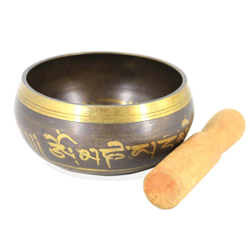 Buddha Stones Tibetan Meditation Bowl for Healing and Mindfulness Om Mani Padme Hum Singing Bowl