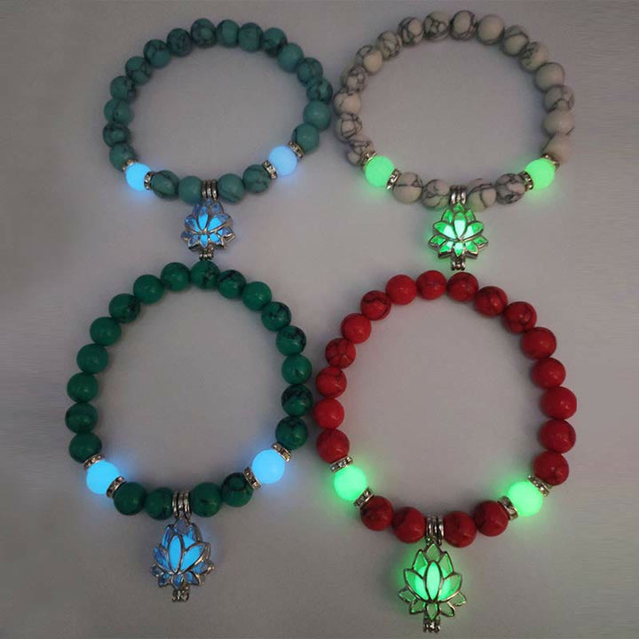 FREE Today: Positive Thinking Tibetan Turquoise Glowstone Luminous Bead Lotus Protection Bracelet