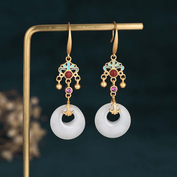 FengShui White Jade Blessing Drop Earrings (Extra 35% Off | USE CODE: FS35)