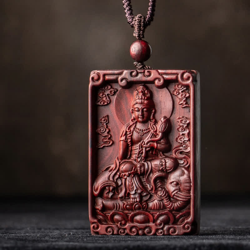 Chinese Zodiac Natal Buddha Small Leaf Red Sandalwood Protection Necklace Pendant