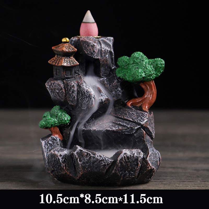 Mountain Bridges Pattern Meditation Resin Backflow Incense Burner