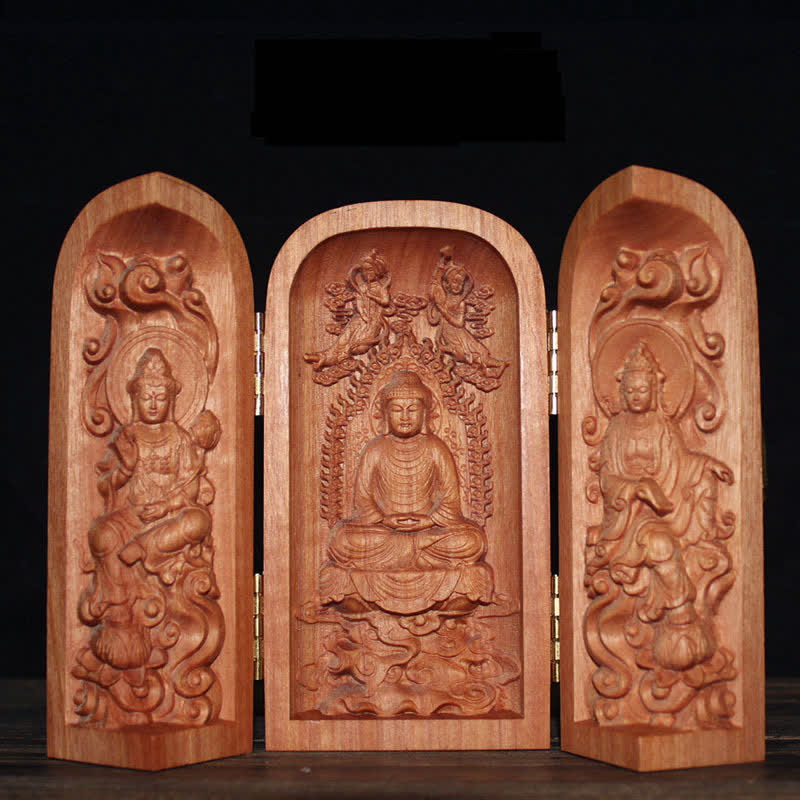 Avalokitesvara Kwan Yin Buddha Cherry Wood Compassion Home Decoration Altar