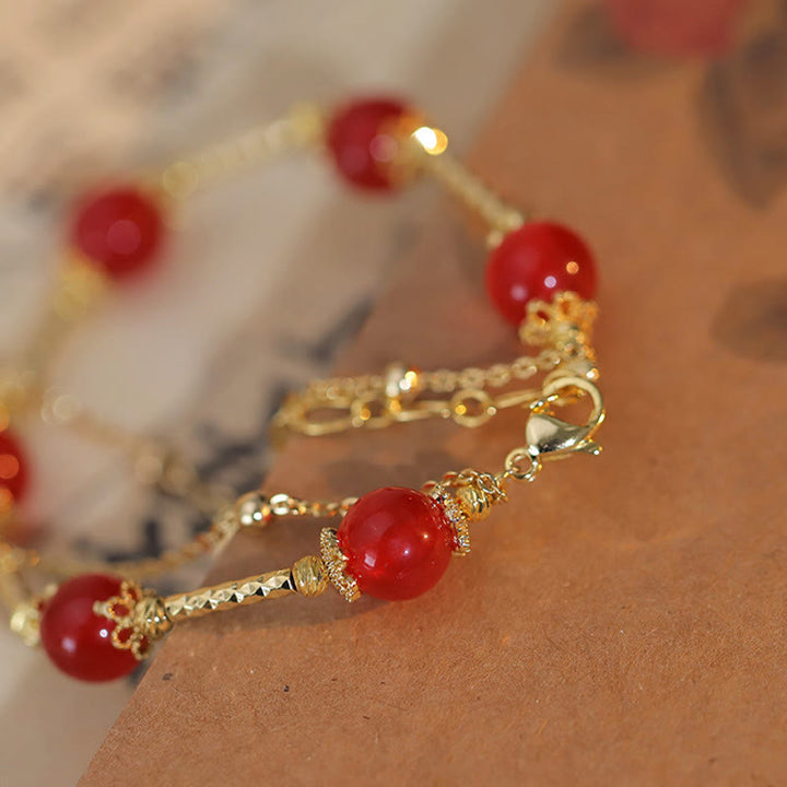 Buddha Stones Red Agate Fu Character Charm Self-acceptance Bracelet