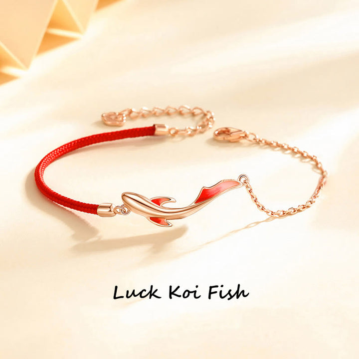 Buddha Stones 925 Sterling Silver Luck Koi Fish Lotus Star Braided Red String Bracelet