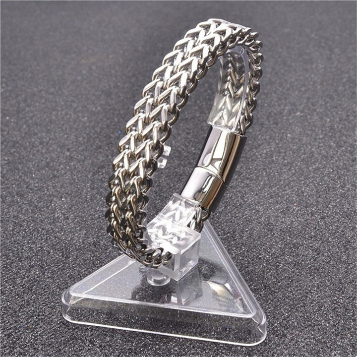 Buddha Stones Fish Scale Magnetic Buckle Titanium Steel Balance Bracelet Bangle