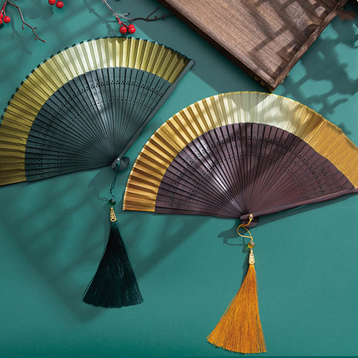 Buddha Stones Gradient Handheld Bamboo Folding Fan