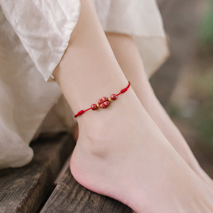 FREE Today: Blessings and Luck Four Leaf Clover Cinnabar Red String Protection Bracelet