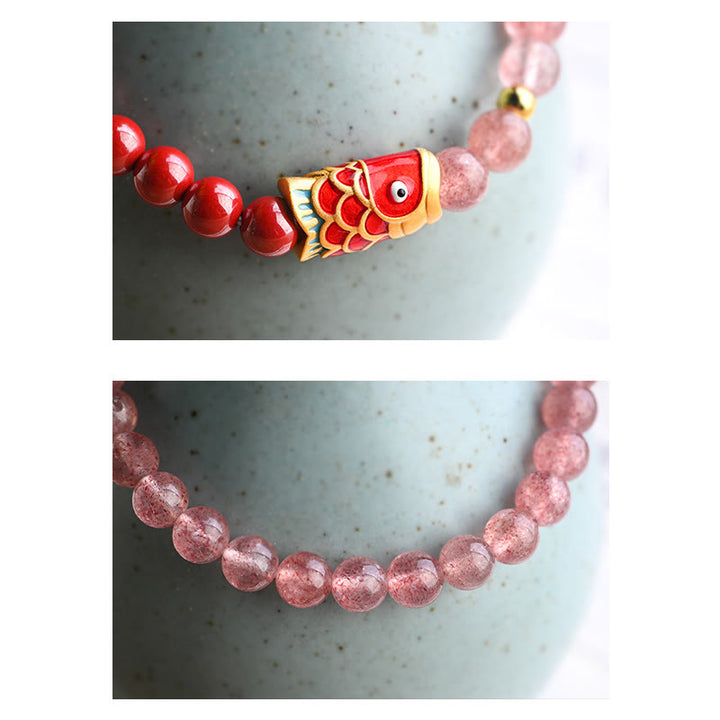 FREE Today: The Wealth and Prosperity Koi Fish Quartz Cinnabar Lucky Healing Bracelet