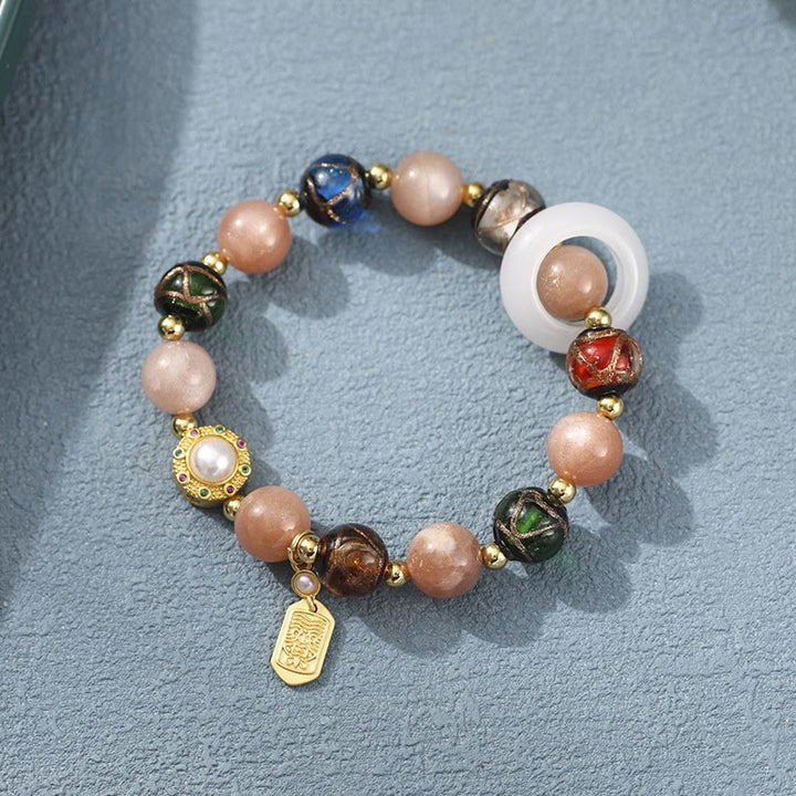 Buddha Stones Tibetan Incense Ash Liuli Glass Tridacna Stone Sun Stone Om Mani Padme Hum Prayer Wheel Charm Bracelet