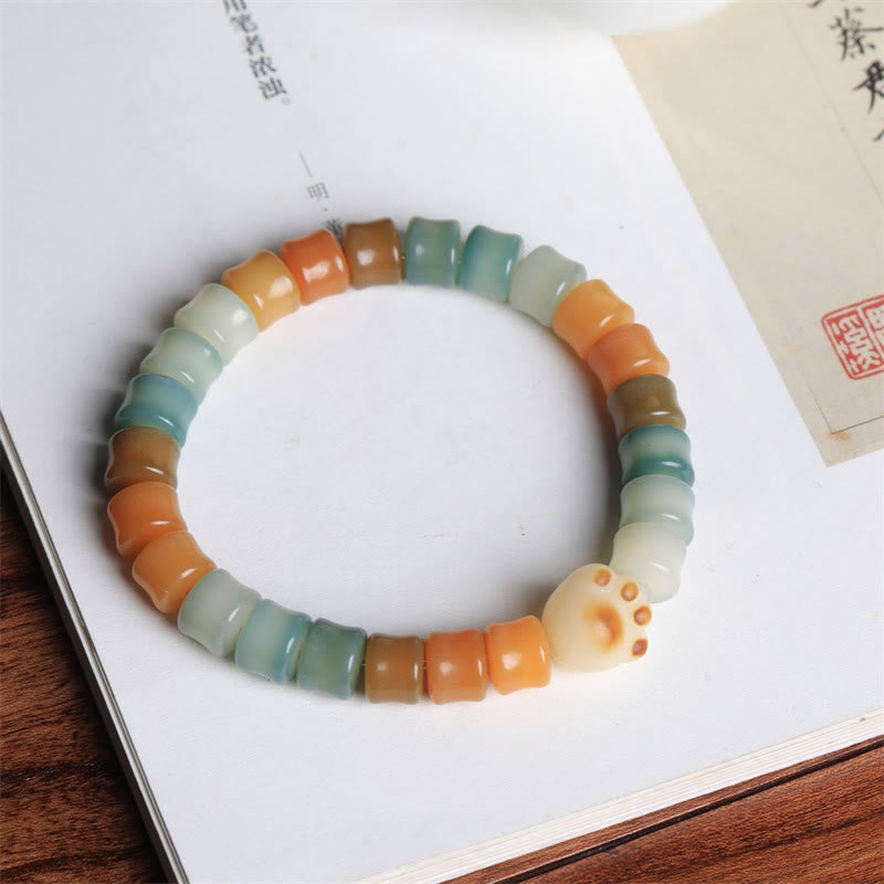 Buddha Stones Colorful Bodhi Seed Cat Paw Wisdom Bracelet