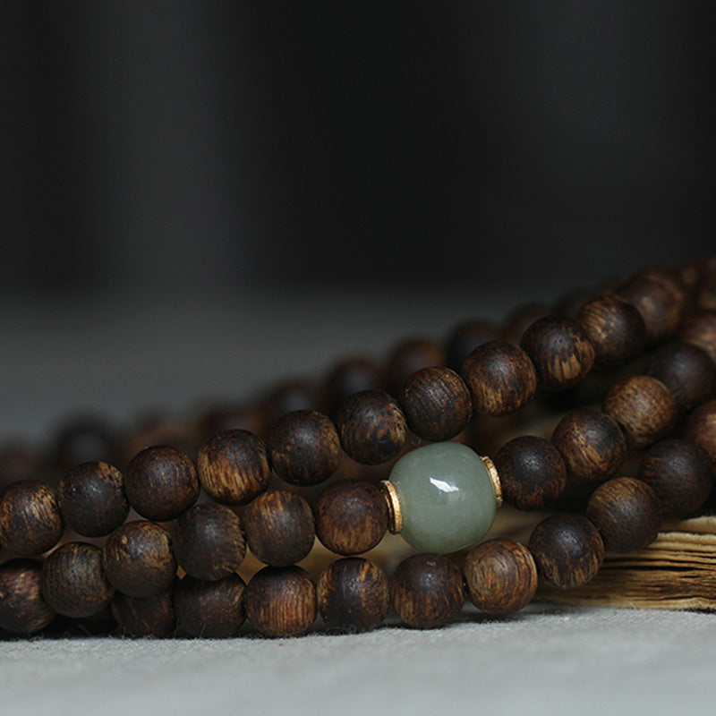 108 Mala Beads Nha Trang Bai Qinan Agarwood Jade 999 Gold Peace Bracelet (Only one in stock)